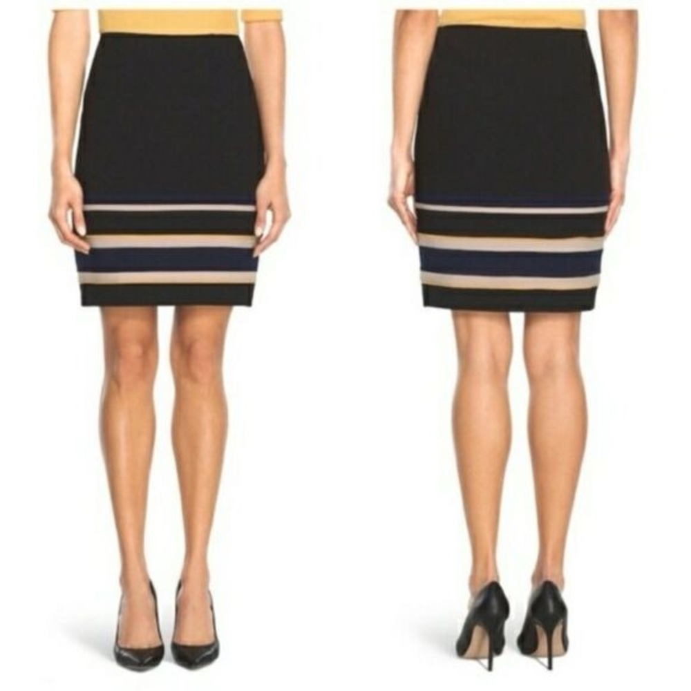 White House Black Market Black, Cream, Navy and Butter Yellow Pencil Skirt